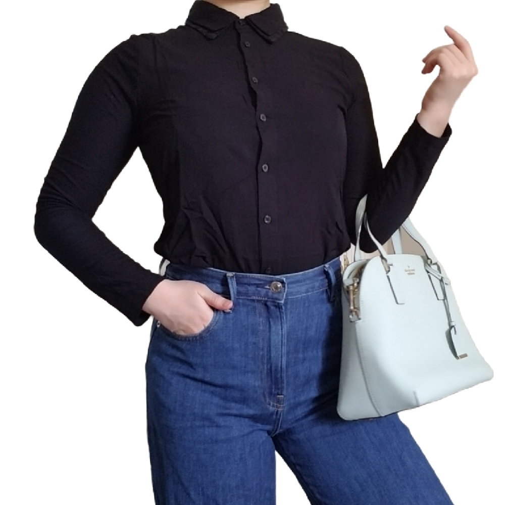 Princess Vera Wang Black Lace Collar Blouse